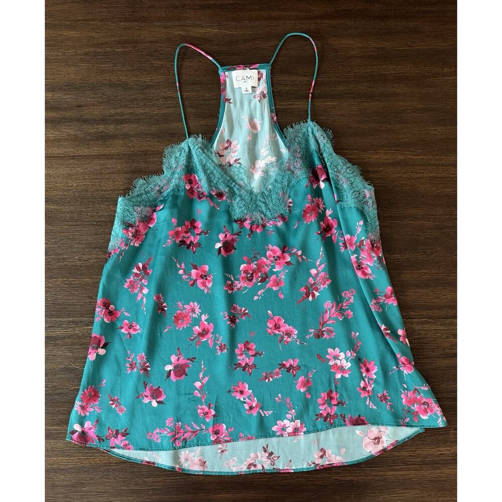 Cami Nyc Silk Top Racerback Lagoon Floral Anthropologie S - Picture 4 of 12